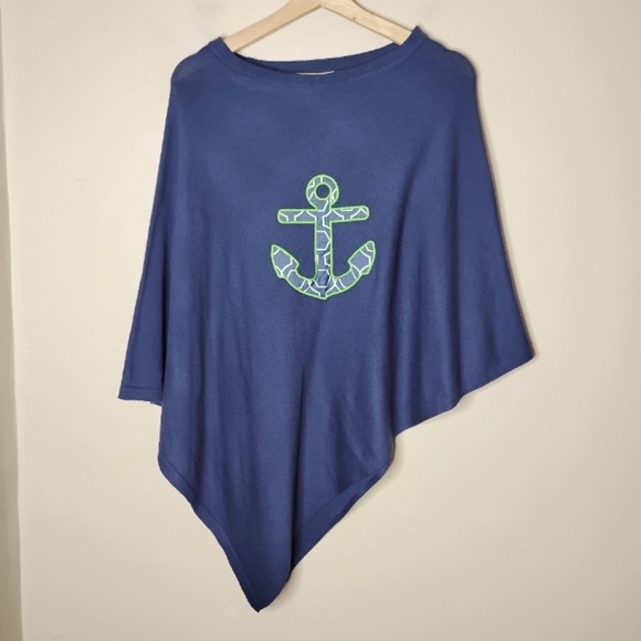 Top It Off Nautical Knit Cape Beachy Vacation Southern Preppy One Size NWT - Picture 3 of 8